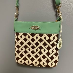 Spartina 449 Madison Hipster crossbody purse bag green brown NWT